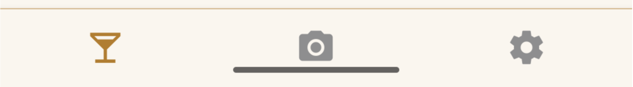 The first custom icon-only CocktailSnap navigation bar