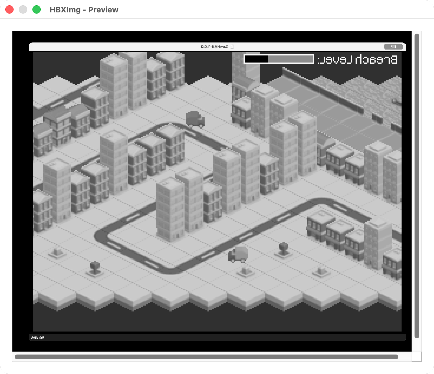 HbxImg preview dialog displaying a processed grayscale image